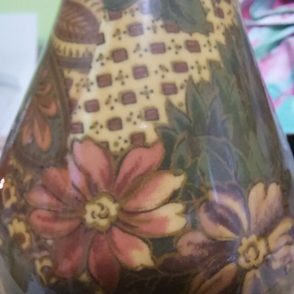 Vintage 1994 Enesco Patricia Reach Floral Ceramic Vase 6" Tall Multicolor - Picture 4 of 9